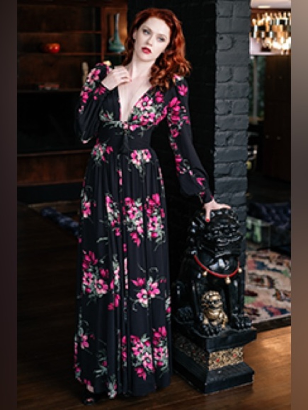 Trashy Diva Bianca long in Magenta Floral dress